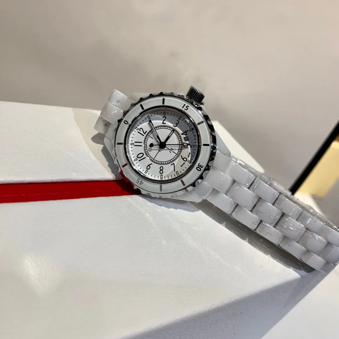 CH Белые керамические женские часы с кварцевым механизмом, счетчик качества, простая мода, молодежь любит подарок на День Святого Валентина, высокое качество 33072
