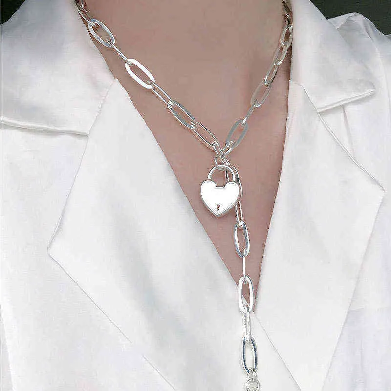 Ventfille 925 Ayar Gümüş Kazak Kolye OT Toka Aksesuarları Yeni Trendy Zarif Yaratıcı Aşk Kalp Tasarım Parti Y1204