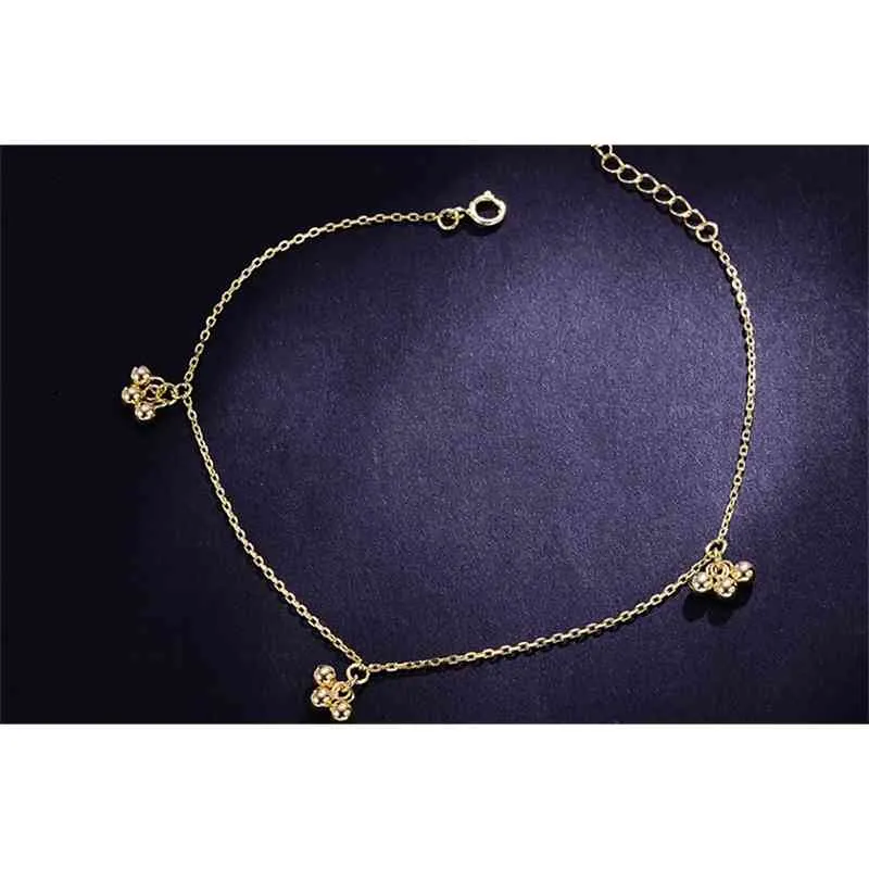 Flyleaf 14k Gold Round Bead Fine Jewelry 100% 925 cavigliera in argento sterling le donne Fashion Leg Chain cavigliere sul braccialetto a piedi