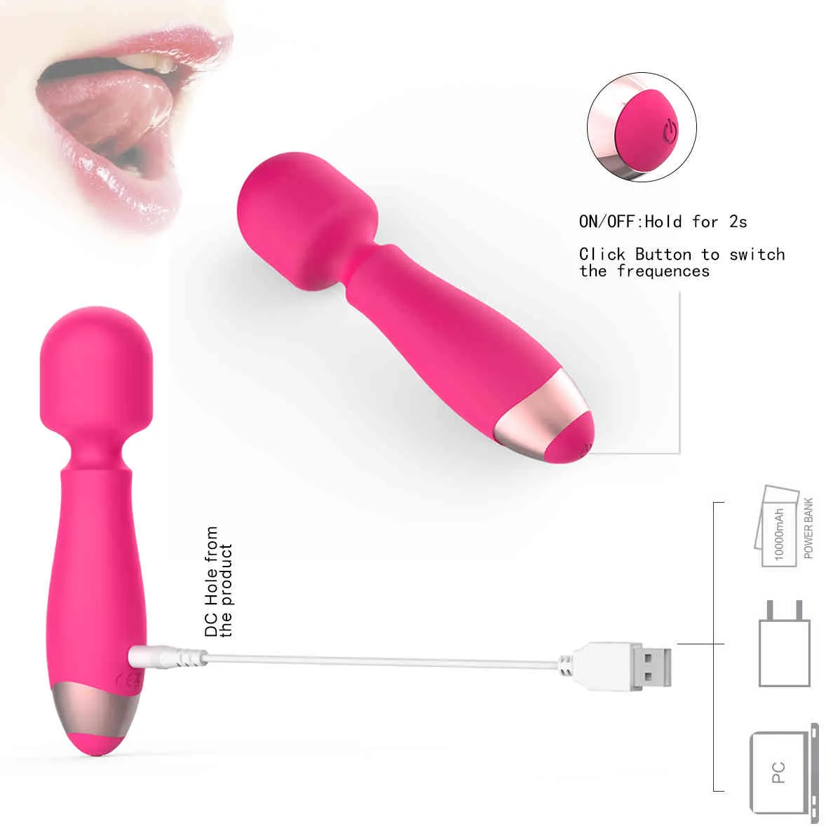 Massage Leistungsstarke Oral Klitoris Vibratoren für Frauen USB Ladung AV Zauberstab Vibrator Massagegerät Erwachsene Sex Spielzeug für Frau masturbator