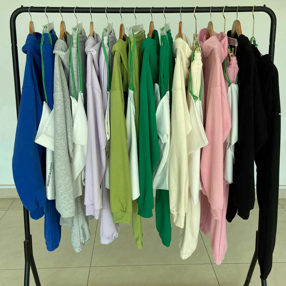 Solid Cotone con cappuccio con cappuccio con cappuccio con cappuccio dei pantaloni joggers da donna tracce da donna tracce di set di pantaloni la tuta le tude di sudorazione femminile primaverile 210727