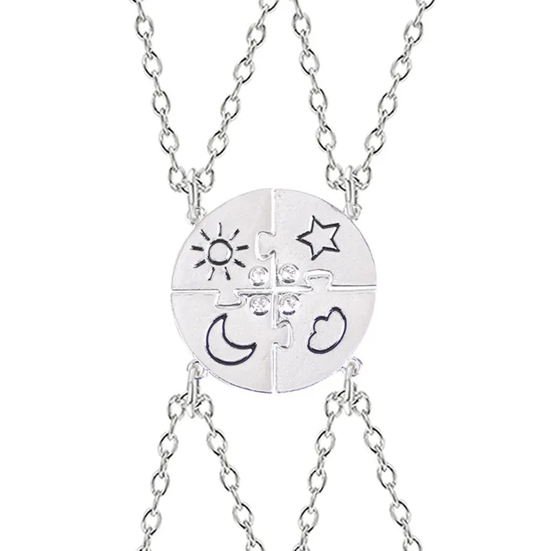 Set Freund Freundschaftsfreundschaft Halskette Sonnenmond Wolke und Star Eingelegtes Strassstich BFF -Anhänger Mode Schmuck Geschenk5609954