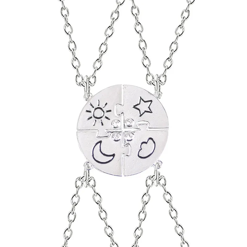 Set Friend Friendship Necklace Sun Moon Cloud And Star Inlaid Rhinestone Stitching BFF Pendant Fashion Jewelry Gift6230632
