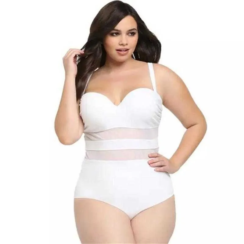 Mulheres Plus Size Malha Deep V Neck Swimwear Sexo Swimsuit Cross Back Push Up Bathing Suit 210722