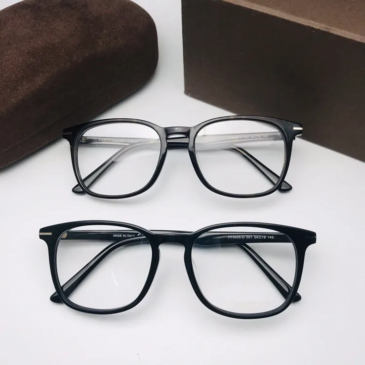 Calidad diseñada unisex cuadrada grande gafas de montura completa 50-19 pestañas lisas importadas de tablón puro para prescripción de miopía juego completo c335x
