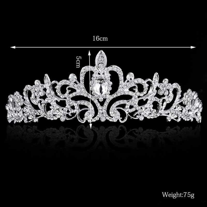 Hårklämmor Barrettes Vintage Handgjorda silverfärg GLITER Rhinestone Tiara Crown Princess Alloy Comb Birthday Women Wedding Acce274T