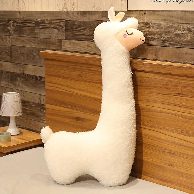 Schattige alpaca knuffel japanse slapen kussen zachte gevulde schapen lama dierlijke kussen poppen huisbed decor geschenk 210728