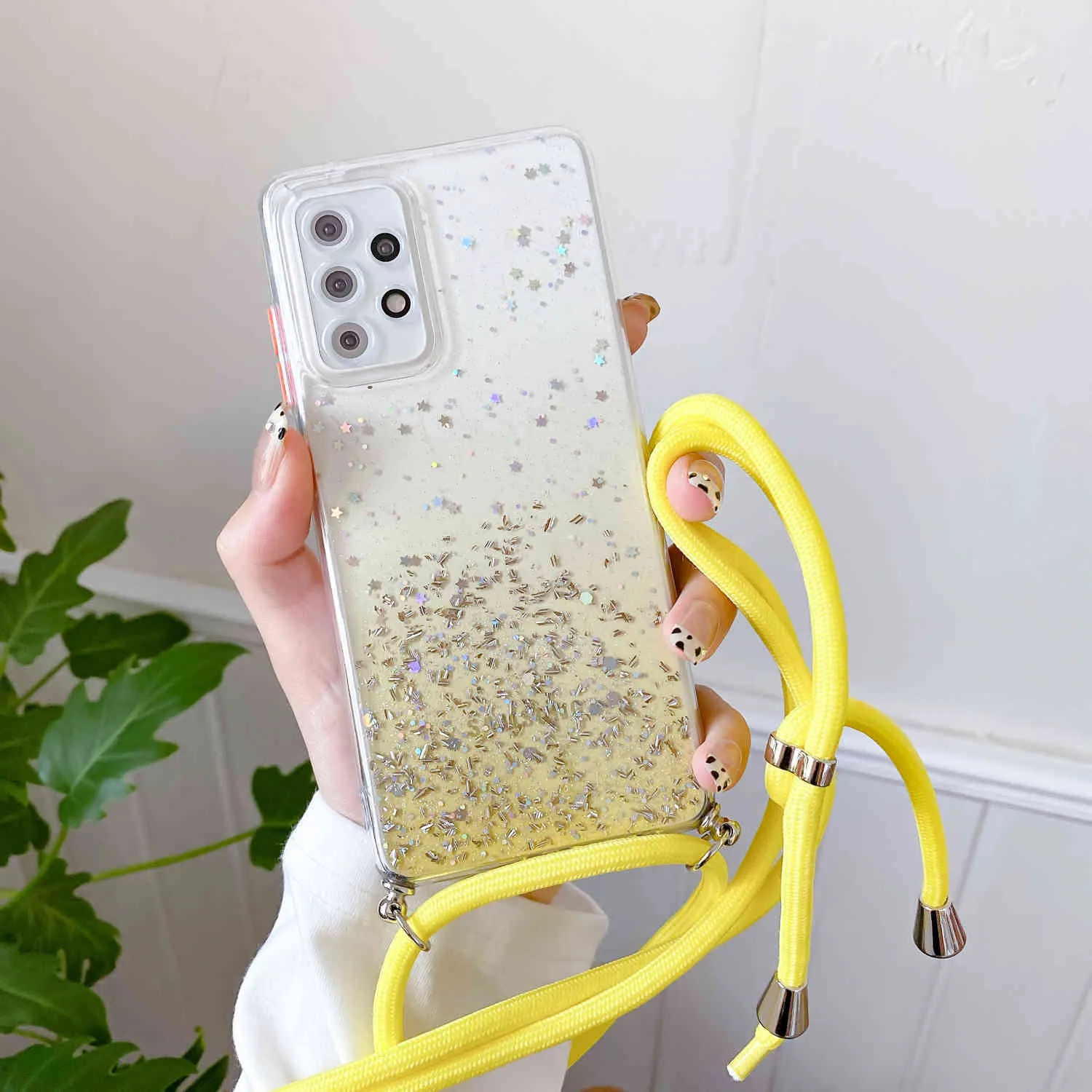 Crossbody Lanyard Hang Neck Strap Glitzer Hüllen für Xiaomi Redmi Note 10 9 8 Pro 9S K40 Mi POCO M3 F3 X3 NFC Weiche Silikonhülle