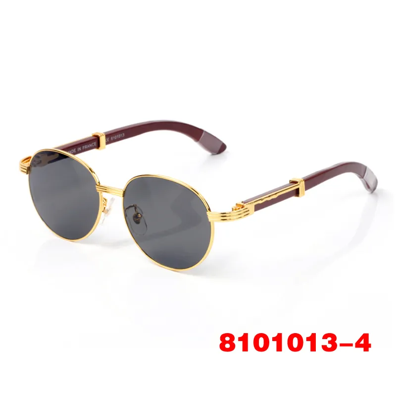 lunettes de soleil à pont rond Gold Spectacles dernière mode hommes femmes all-match encadré sport vintage en bois sunglas cadre argenté eyeg283V