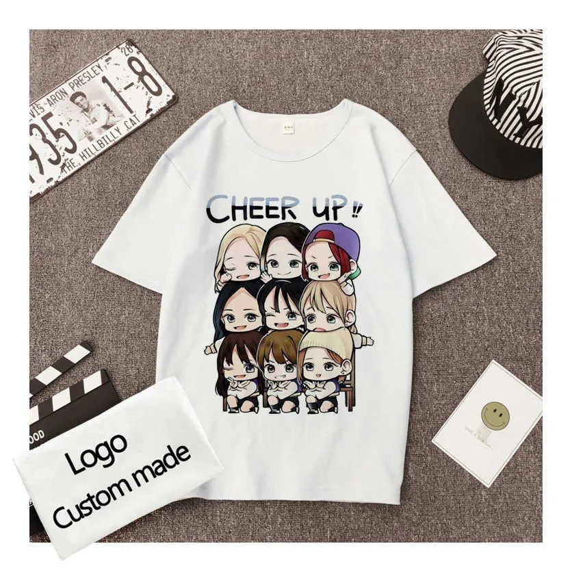 Customized Cotton Spandex T-Shirt Short Sleeve White Tee Tops Printed Own For Uniform Or Couple Cloth Camisetas Oversize 210526