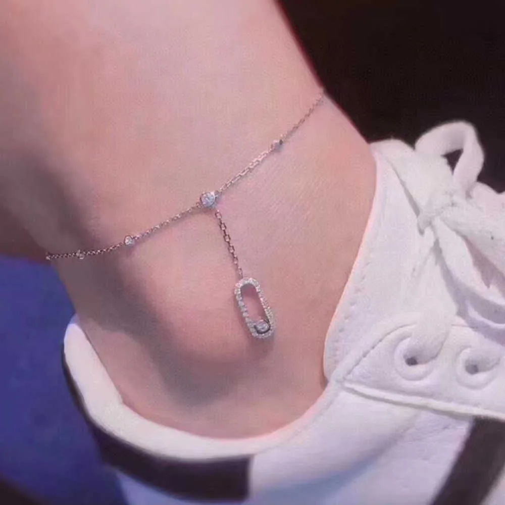 Fashion Personalized Sliding Bead Anklet Shiny AAA Zircon S925 Sterling Silver Anti Allergy Women039s Accessories Luxury Jewelr1378919