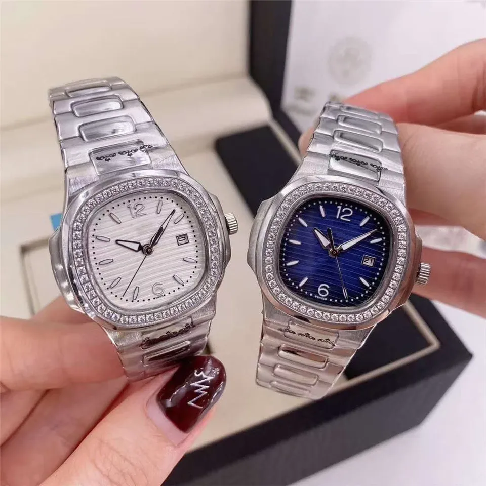 Ph32 och ph47 kvinnor tittar på 33 mm kvarts rörelse rostfritt stål kalender klocka master designer armbandsur kvinnlig diamant armband268c