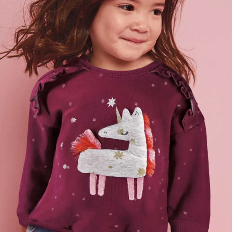 Jumping Meters Mädchen-Sweatshirts mit Cartoon-Aufdruck, niedliche Winter-Herbst-Kinder-Baumwoll-Tops für den Frühling 210529