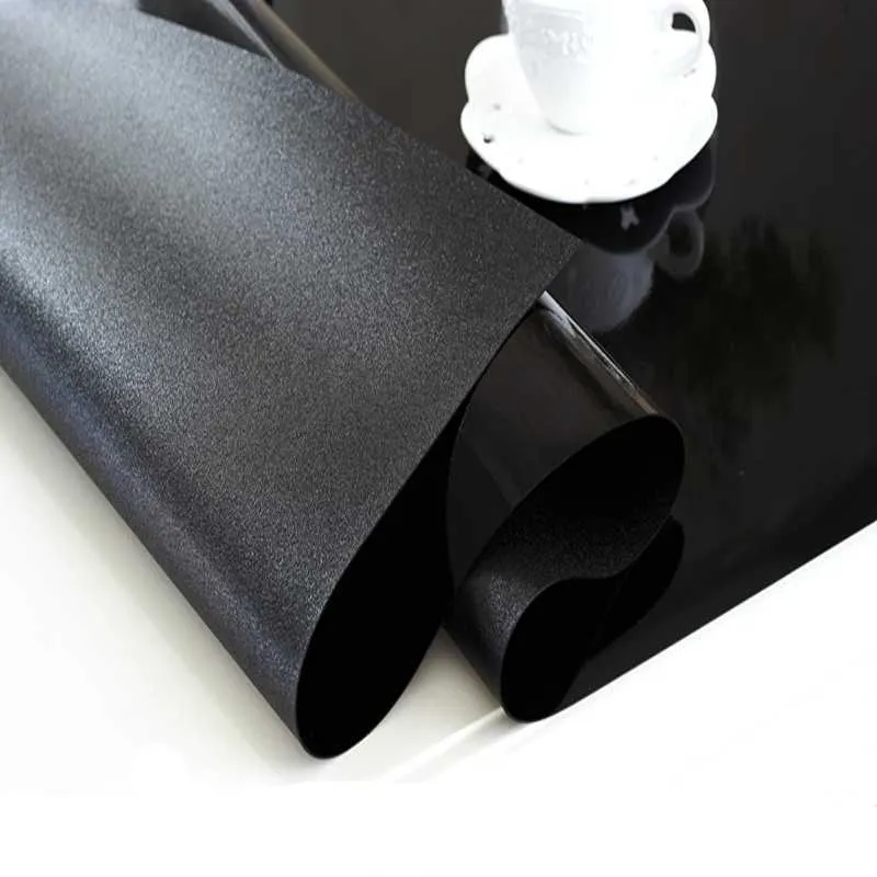 Matte schwarze Schutztischplatte PVC-Tischdecke D'wasserdichtes weiches Glas einfarbige Heimdekoration Tuch 210626
