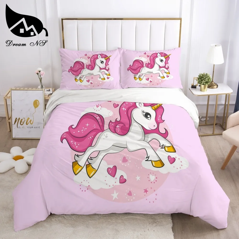 Dream NS Sleep Unicorn Cama Set Rainding Home Têxteis Conjunto de Roupa Bedclothes Rainbow Cavalo Devet Cobertura Set Juego de Cama 210309