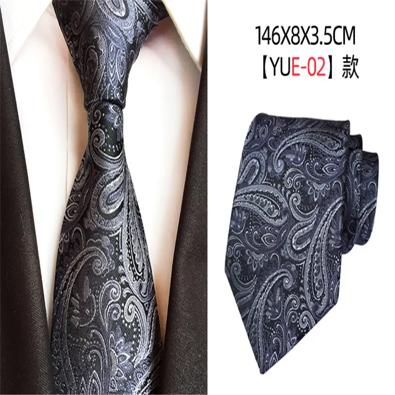2021 Fashion Neckties Classic Men's Stripe Yellow Navy Blue Wedding Ties Jacquard Woven 100% Silk Men Solid Tie Polka Dots Ne2137