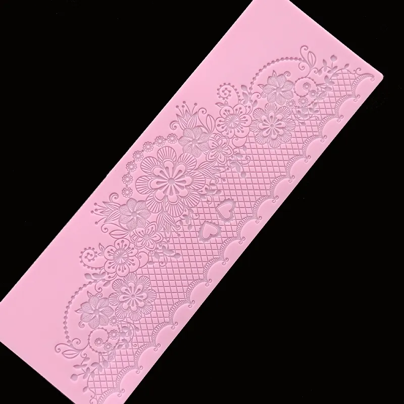 minsunbak New Lace Silicone Mould Exquisite Wedding Cake Edge Decoration Fondant Lace Mat Food Grade Silicone 2102252961