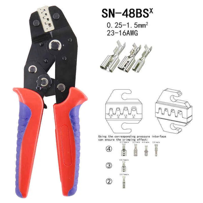 Pince à sertir SN-48BSX remplacement rapide de la mâchoire pour languette 2.8 4.8 6.3/tube/bornes povoltaïques/isolées outils de serrage électrique 211110
