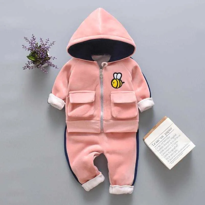 2019 Vinter Varma Barnkläder Satser Baby Girl Down Bomullrockar Snowsuit Kids Skiddräkt Set Boy's Hooded Jackor + Pants1-5Y X0902