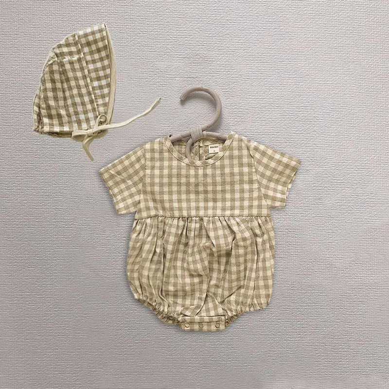 Beer leider zomer baby bodysuits geboren meisjes jongens casual kleding met hoeden peuter schattige kleding rompert 0-2Y 210708