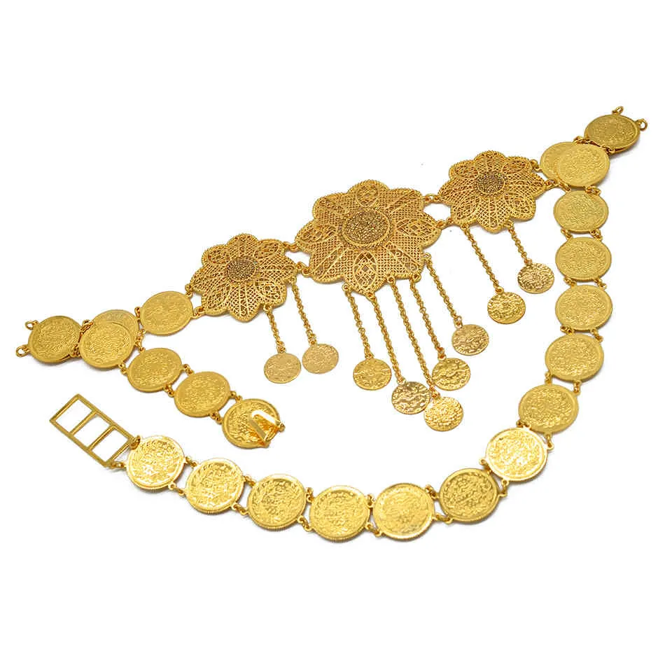 Anniyo Turkish Belly Chains Women Gold Color Turkey Coins Belt Jewelry Middle East Iraqi Kurdistan Dubai Wedding Gifts #016501298k