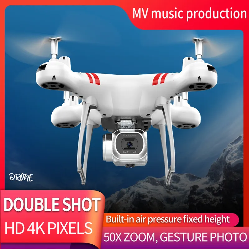 KY101 Mini Drone 4K WIFI RC Quadcopter avec caméra double HD aérienne FPV hélicoptère une clé retour jouets pour garçons cadeau enfant 220216