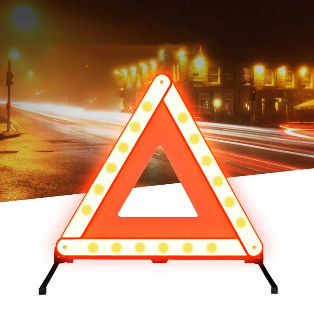 Foldbara biltillbehör Bil Triangel Reflective Strip Car Stop Sign Tripode Road Flasher Triangle Emergency Warning Sign3416029