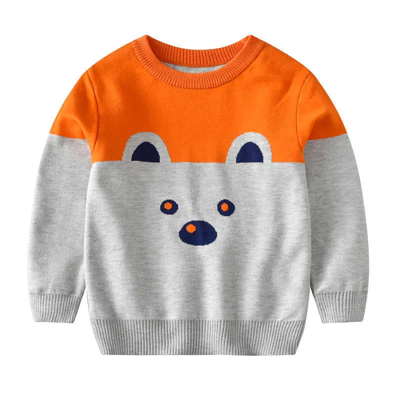 Winter Baby / Toddler Bear Estampado Contraste de color Suéter de manga larga para Niños Niño 210528