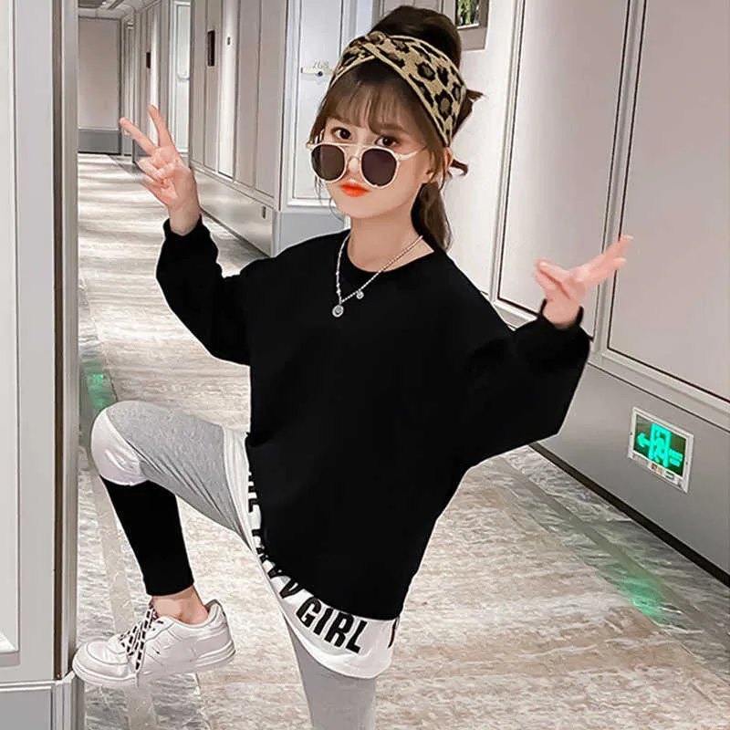 Kids Clothes Sets Girls Autumn Clothing Teens Casual Big Children'S Sweater+ Pants Fashionable Sports Suits 4 5 7 9 11 13Y 211025