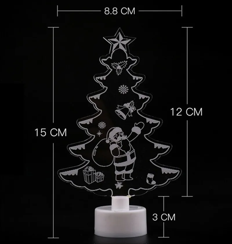 크리스마스 LED 야간 조명 크리 에이 티브 장식 다채로운 크리스마스 트리 눈사람 산타 클로스 램프 홈 장식 빛나는 아크릴