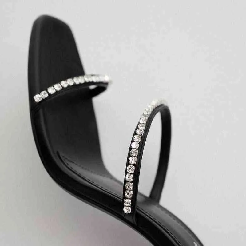Сандалии LMCavasun Женская обувь Черный квадратный головной горный хрусталь аксессуары высокие каблуки сандалии 220121