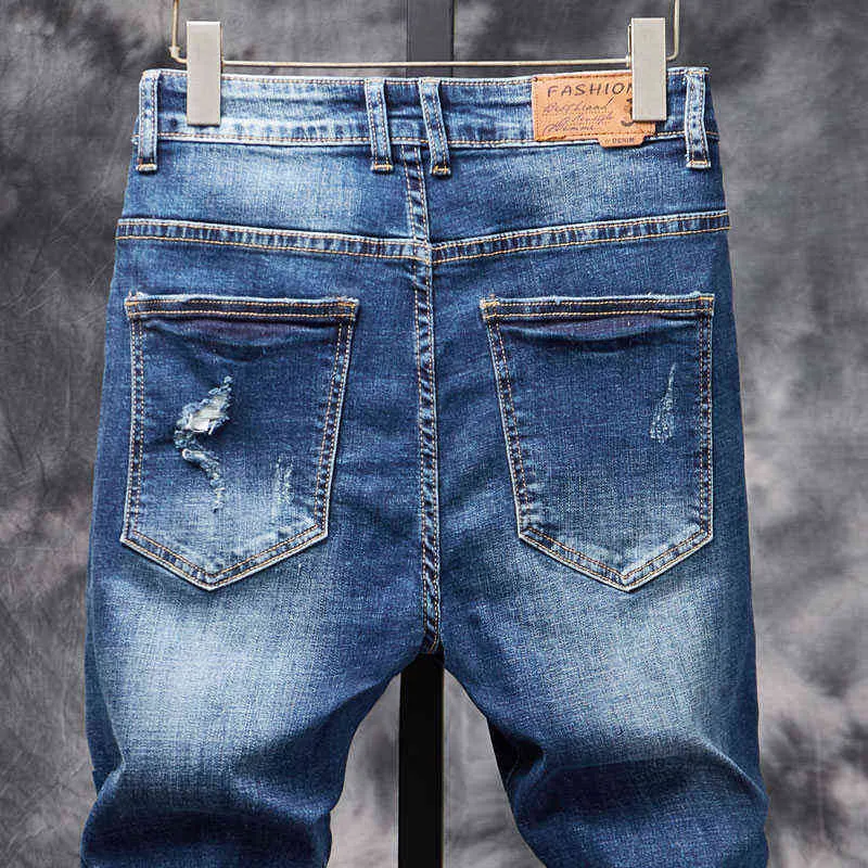 Männer Zerrissene Zerstörte Casual Slim Fit Jeans Mode Streetwear Große Löcher Hip Hop Männlich Baumwolle Bettler Denim Harem Hosen 211111
