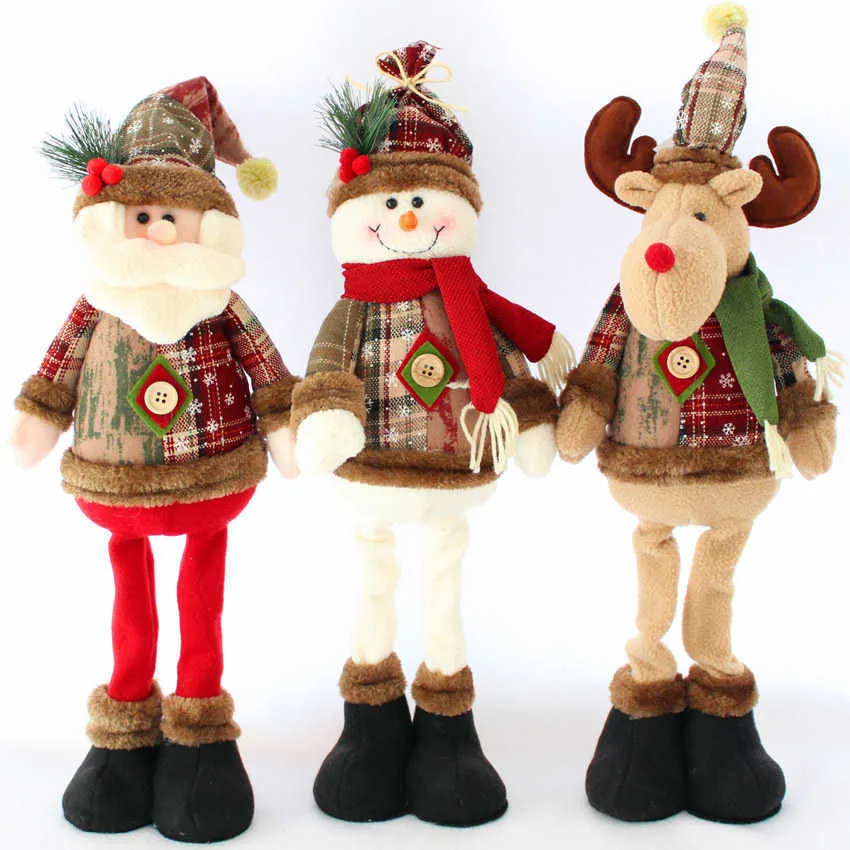 Décor d'arbre de noël, ornement d'année, renne, bonhomme de neige, père noël, poupée debout, décoration de maison, joyeux hauteur 48cm, 210911199f