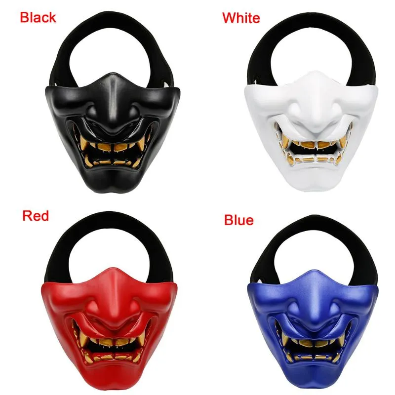 Maschere feste Costume di Halloween Cosplay Mezza faccia Demone malvagio Smorfia Kabuki Samurai Prajna Hannya Oni Maschera tattica248C