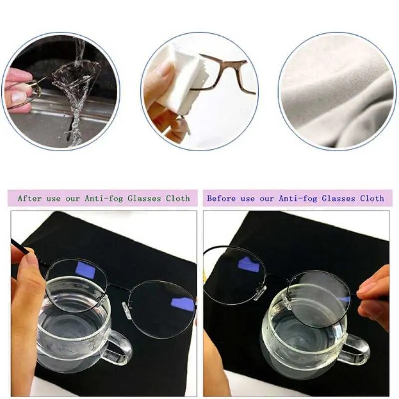 20/Wholesale Clean Without Traces Anti-fog Glasses Cloth Lens for Eyewear Swim Bicyle Goggles Accessories 210728