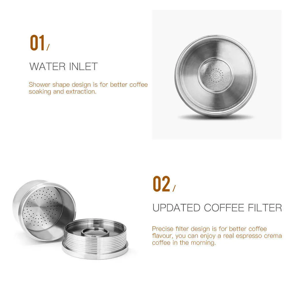 Recafimil Refillable Capsule Resuable Filter Cup for illy X Y Coffee Machine Metal Stainless Steel Pod 211008
