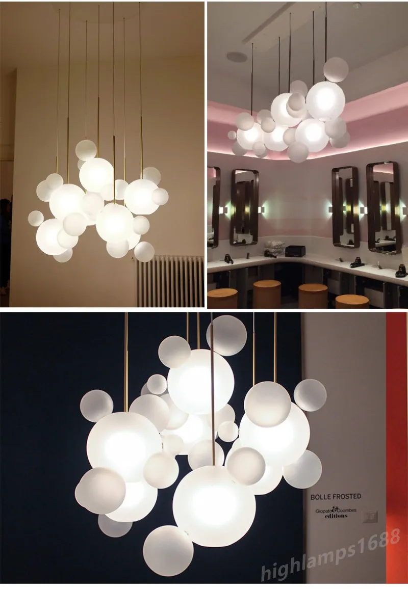 Lampe suspendue en forme de boule à bulles en verre postmoderne, luminaire décoratif d'intérieur, idéal pour une salle à manger, un salon, un café ou un bar, design nordique, LED Hanglamp2882