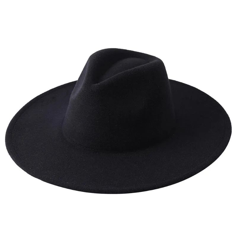 9 5cm de laine large à large laine à grande taille jazz top chapeau d'automne hiver dames noires rouges top fedora chapeau mode homme mascula190n