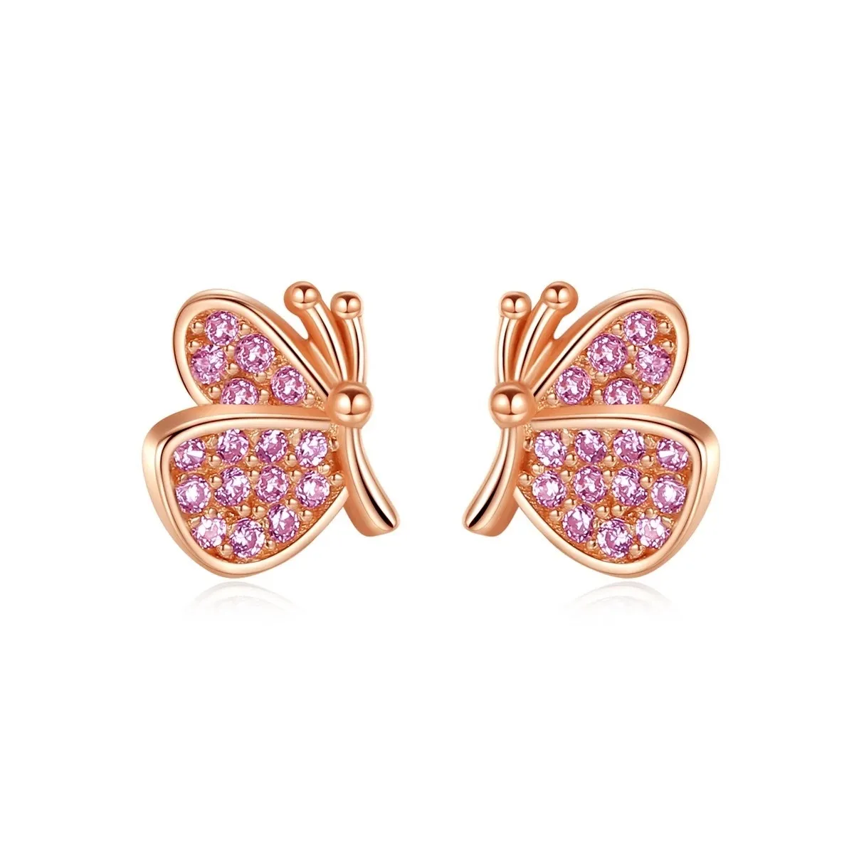 Pendientes de plata de ley S925 con circonita y mariposa, regalos de joyería para niñas