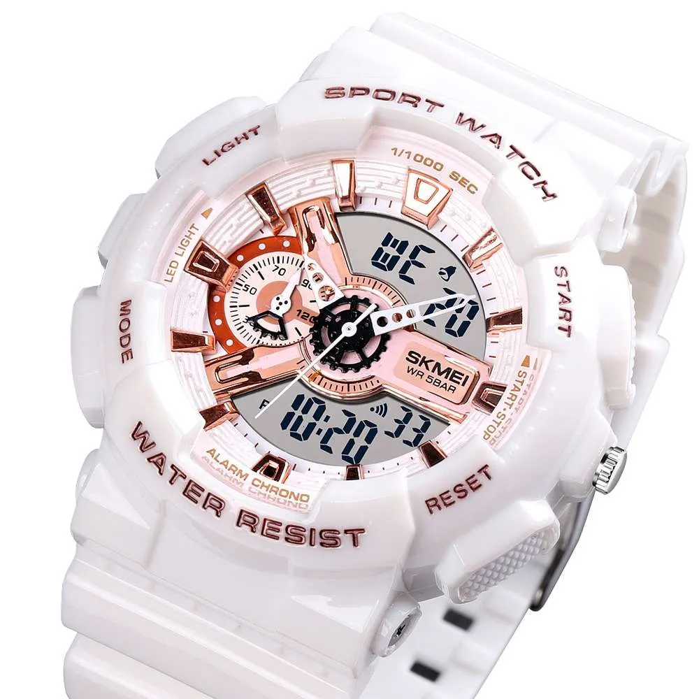 SKMEI LED Digital THOCK hombres analógico cuarzo negro oro reloj de pulsera electrónico Masculino G estilo impermeable plástico deportes Watch229a