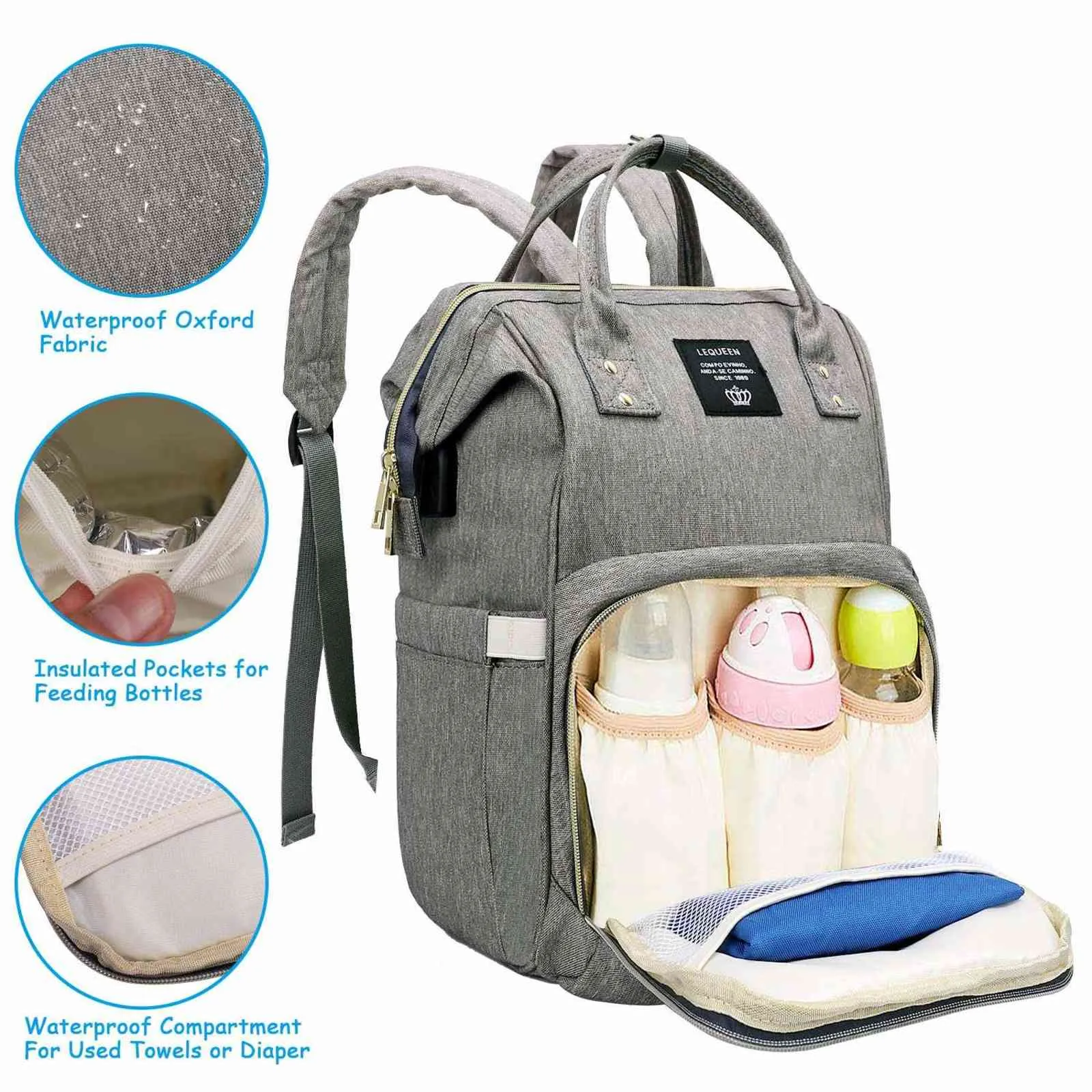 Torba na pieluchy o dużej pojemności plecak wodoodporna torba macierzyńska torby na pieluchy dla niemowląt z interfejsem USB torba podróżna mumii do wózka H1110