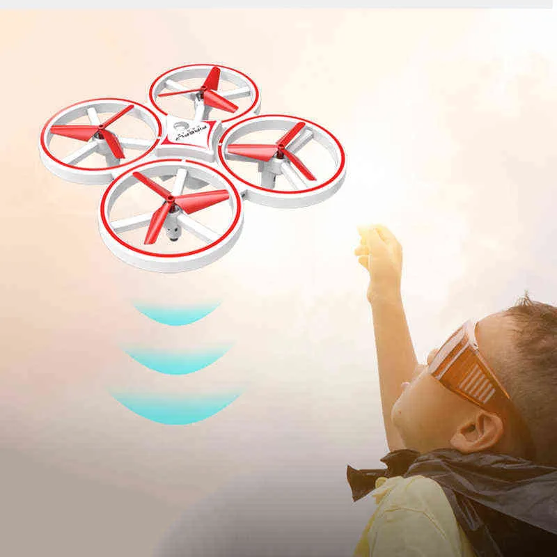 Fliegende Uhr Gestensteuerung Hubschrauber UFO RC Drohne Hand Infrarot Elektronischer Quadcopter Interaktives Induktionsflugzeug Kinderspielzeug 211206
