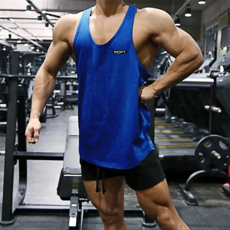 Muscle Guys Mesh Débardeur pour hommes Casual Sports Entraînement Homme Singlets Gym Fitness Vêtements Bodybuilding Gilet sans manches 210308