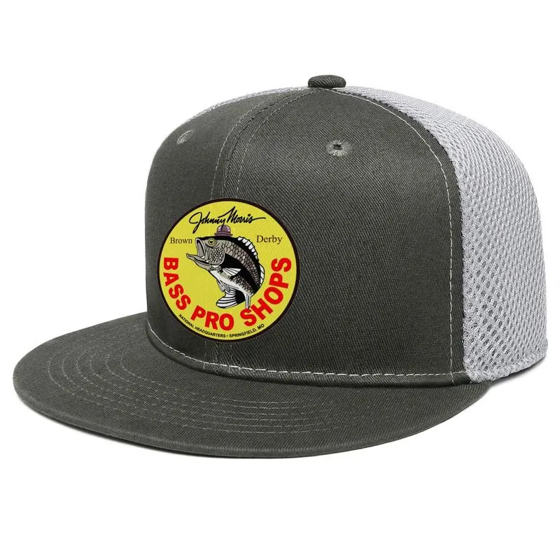 Bass Pro Shop pêche logo original Unisexe Flat Brim Trucker Cap Cool Fashion Baseball Hats Black Fish Shops Logo Symbole Outdoor W240d