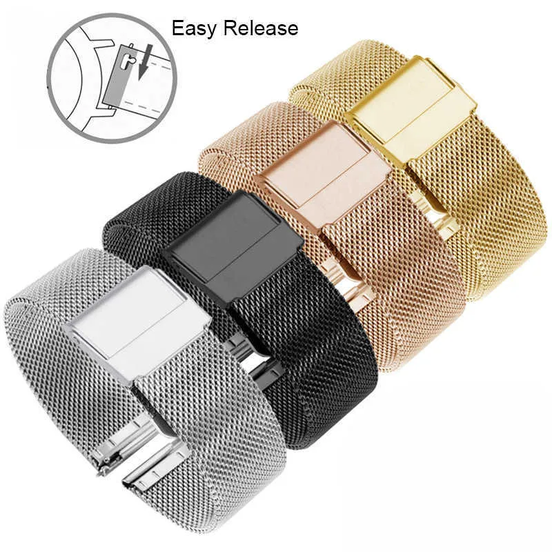 High Quality 316l Stainless Steel Easy Replacement Watch Milanese Strap Quick Release Mesh Band H0915