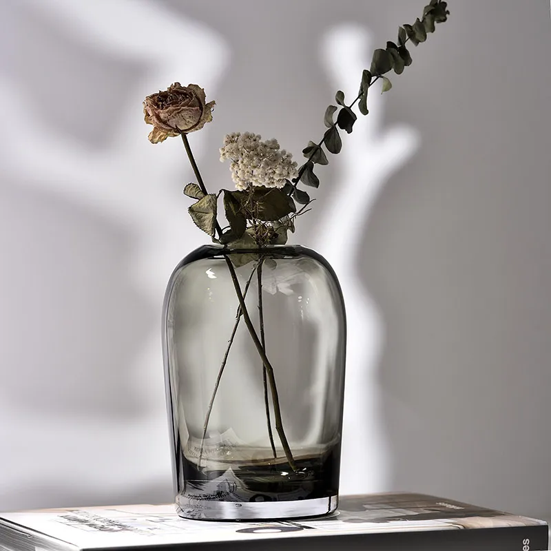Vases simples européens Creative Transparent Vase en verre coloré Salon Tables Smallmouth Accueil Vase à fleurs Artisanat Décor 210310