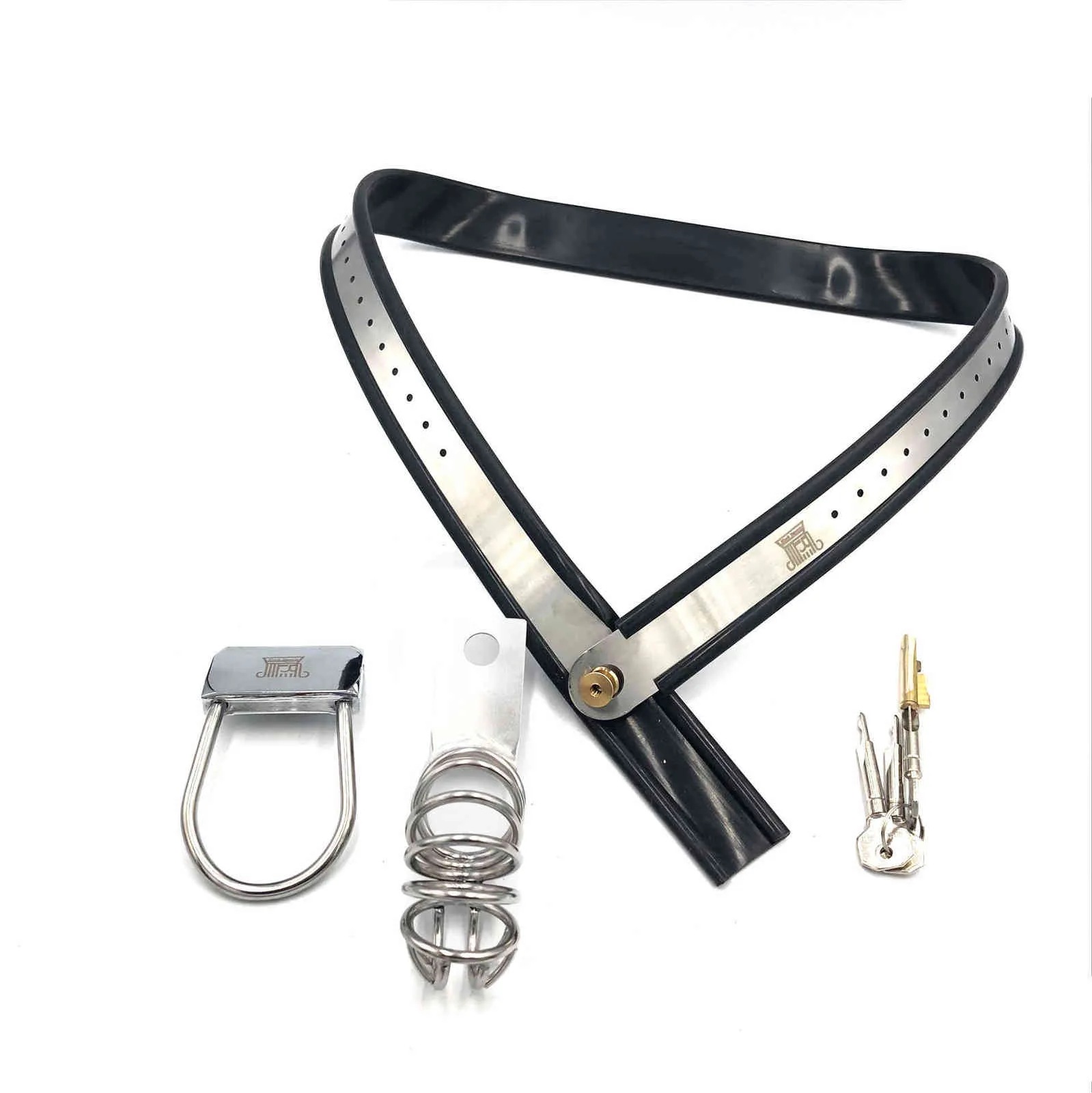 NXYCockrings Dispositivo di castità maschile in acciaio inossidabile Tipo Y Cintura regolabile con gabbia cava completa Pantaloni BDSM con lucchetto 1124
