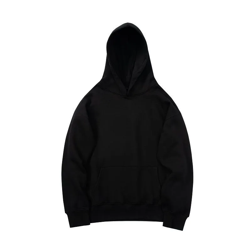 Hoodies Hoodies Sweaters outono e inverno cor sólida hip-hop oversize mais veludo de algodão de algodão pullover bolso