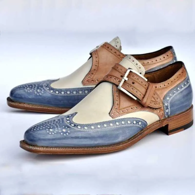 Mannen PU lederen schoenen lage hak casual jurk brogue lente enkellaarsjes vintage klassieke mannelijke HC741 210624