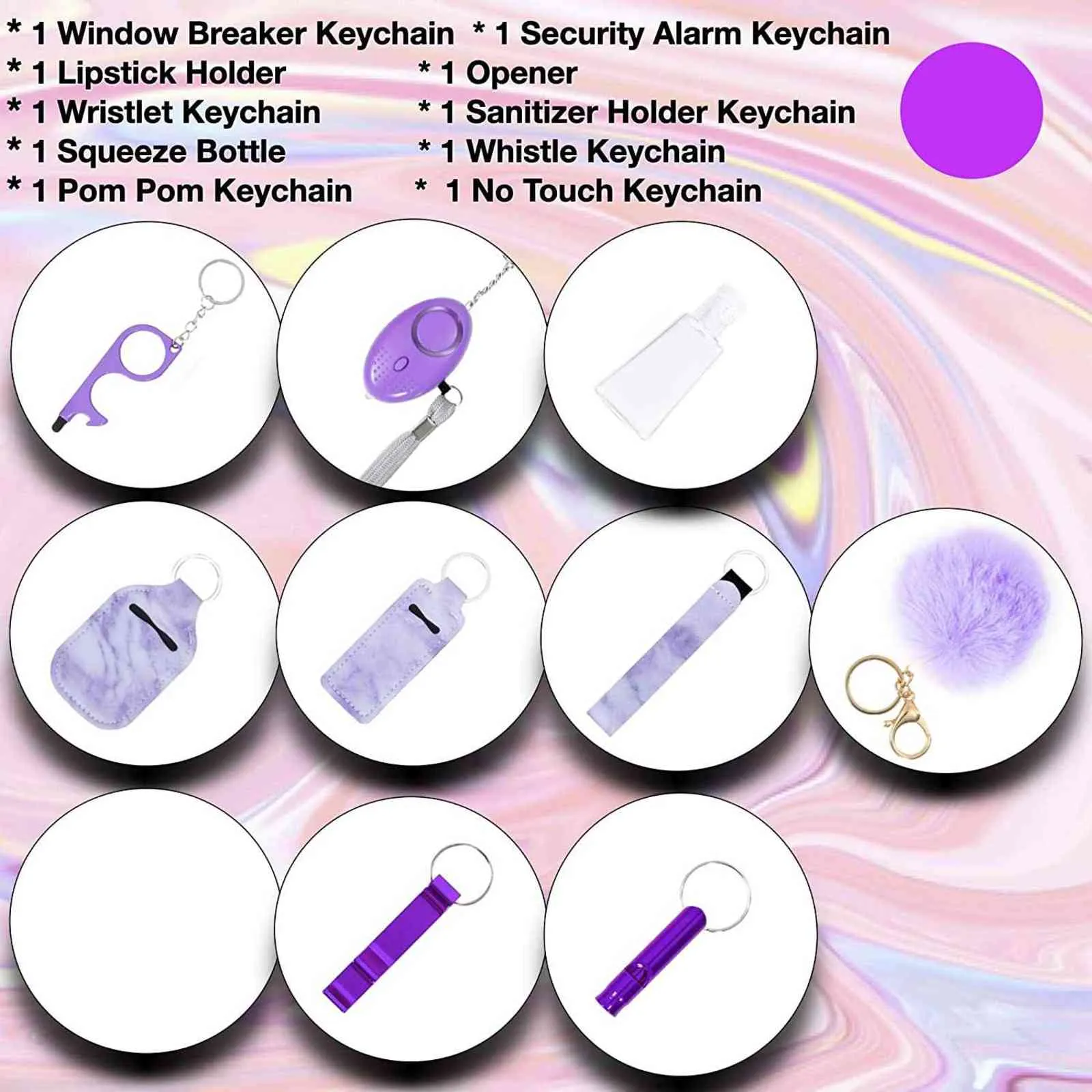 Набор ключей для самообороны безопасности для женщин и девочек, персональная сигнализация, мини-продукт, мульти-аксессуары Genshin Impact, эмо, рождественский подарок H1234A